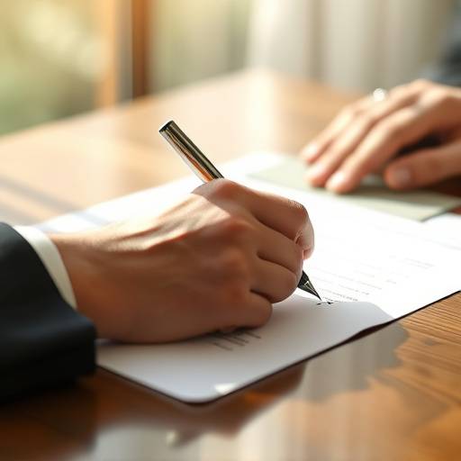 Acuerdo de contrato con un bolígrafo encima