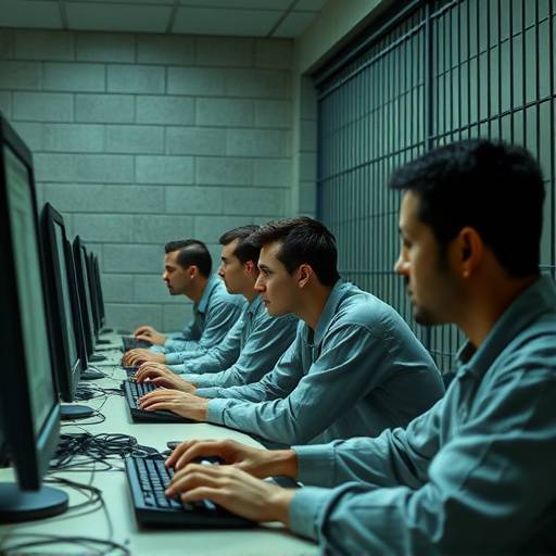 Reclusos participando en una clase de computaci√≥n en una prisi√≥n.
